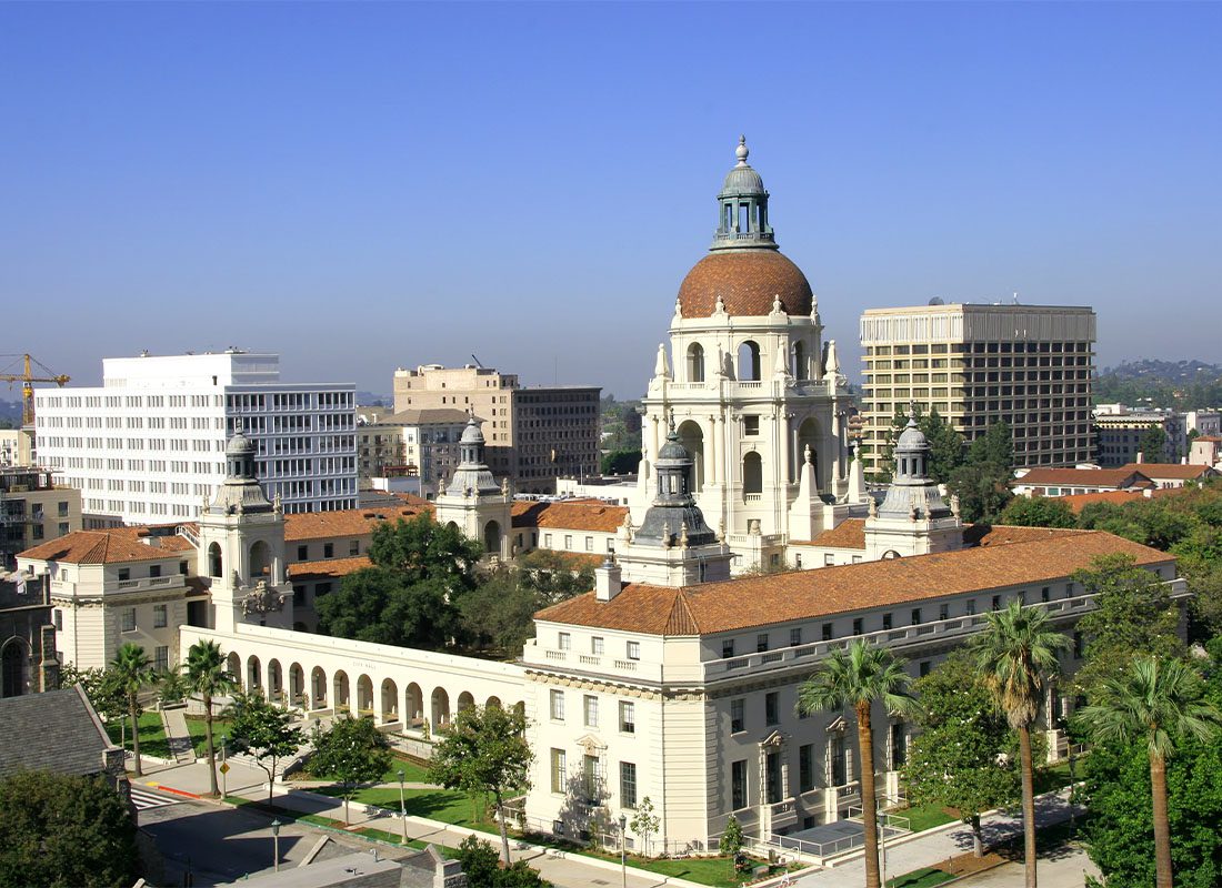 Contact - An Aerial View of the Pasadena City Hall in California on a Clear Nice Day